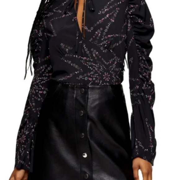 Topshop Starry Floral Print Prairie Blouse - Picture 2 of 10